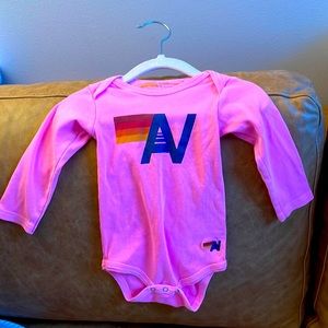 Aviator Nation baby onesie (hot pink, 3-6 mos)